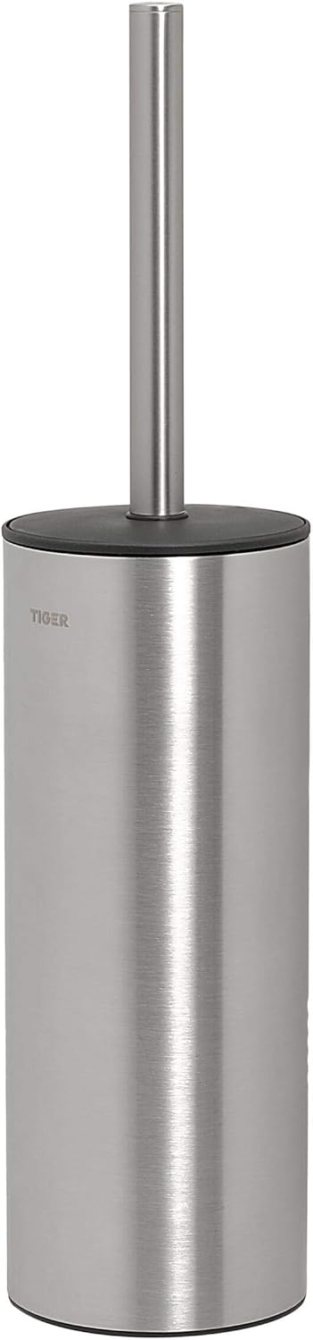 Tiger Noon Toilettenbürste freistehend, WC-Bürste aus gebürstetem Edelstahl, hygienisch dank herausn