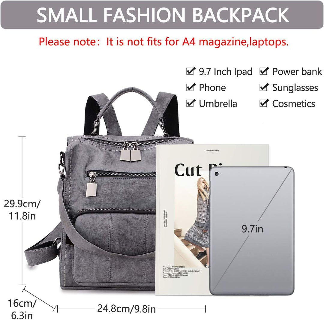 RAVUO Damen Rucksäcke,PU-Leder Rucksack Frauen Mädchen Mode Backpack Rucksack 3 Wege Reisetasche Sch