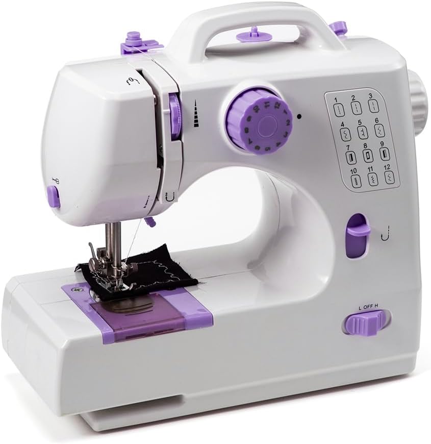 Nähmaschine, Mini elektrische tragbare Nähmaschine für Anfänger, 12-Stich Dual Speed mit Fuss Pedal