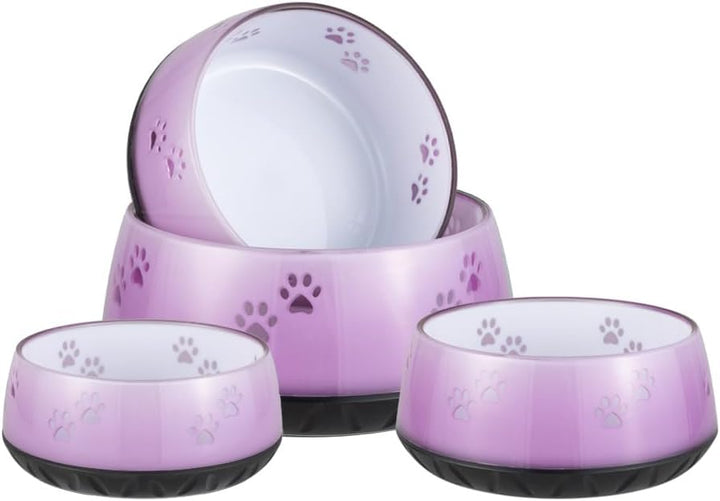EHASO Hundenapf mit Pfötchen - Futter- und Trinknapf für kleine und grosse Hunde, unifarben (Lavende