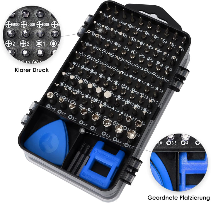 SHARDEN Feinmechaniker Schraubendreher Set, 122 in 1 Mini Präzisions Werkzeug Kit mit Torx T2 T5 T6
