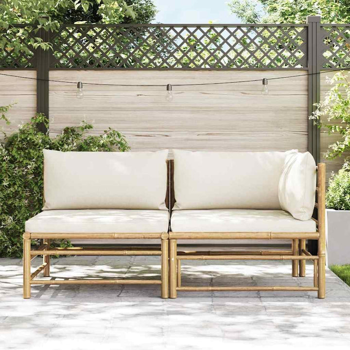 vidaXL Gartenmöbel 2-TLG. mit Kissen Ecksofa Mittelsofa Gartenset Gartensofa Lounge Sofa Garnitur Si