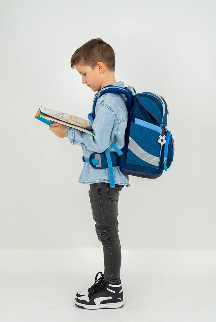 Belmil ergonomischer Schulrucksack Schulranzen Set 5-teilig mit Patch Set, Brustgurt, Hüftgurt, Magn