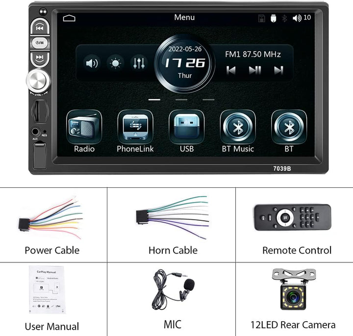 Hikity 1Din CarPlay Autoradio Android Auto Radio mit 7" Touch Bildschirm, Auto Radio Touch Display m
