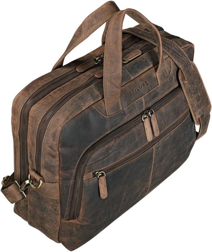 STILORD 'Lias' Echtleder Umhängetasche für Herren - Stilsicher ins nächste Meeting Mittel - Braun, M