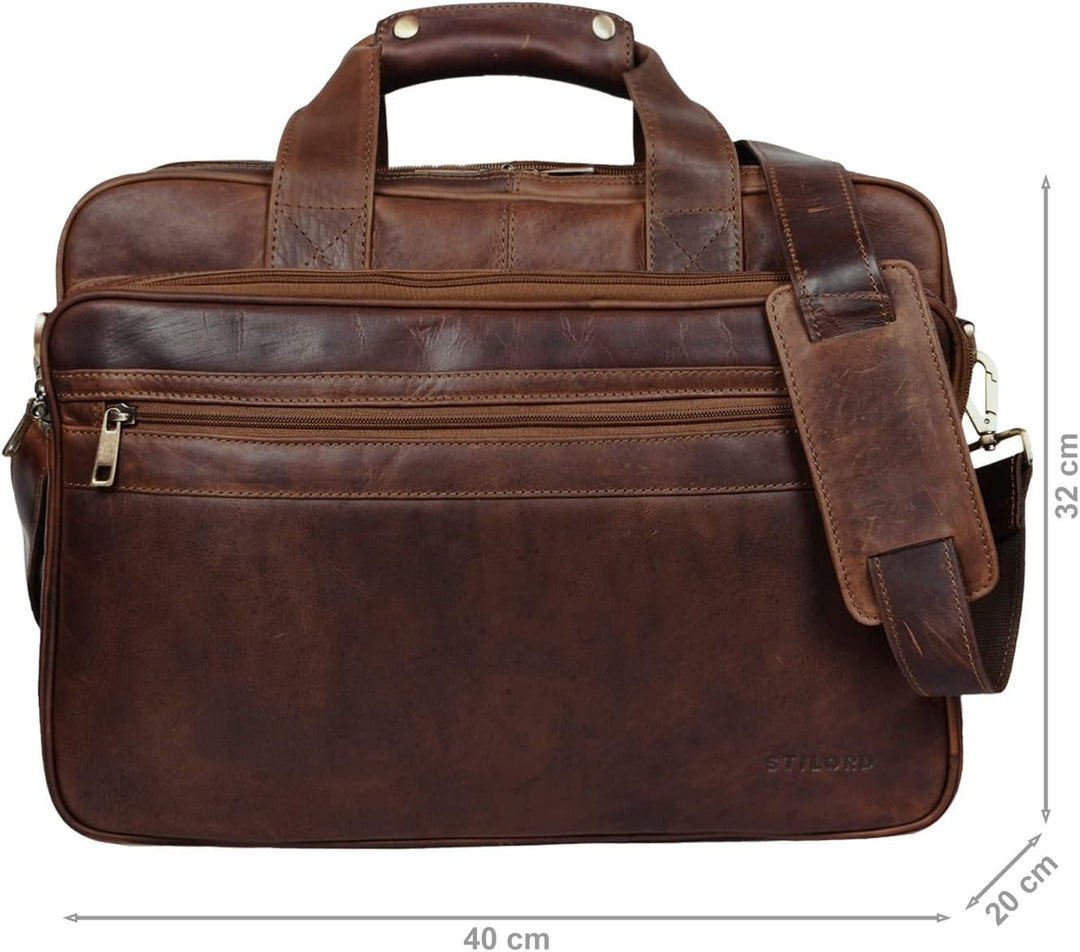 STILORD 'Leopold' XL Echtleder Aktentasche - der verbesserte Geheimtipp für Lehrerzimmer & Büro - Bu