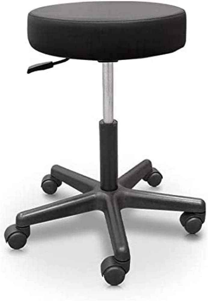 QUIRUMED Hochhocker, gepolstert mit Kunstleder, Schwarze Farbe, Gasfeder, mit 5 Rädern, drehbar, hoc