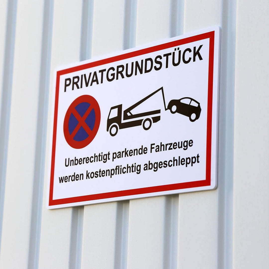2 Stück XXL Privatgrundstück Schild unberechtigte parkende Fahrzeuge werden kostenpflichtig abgeschl