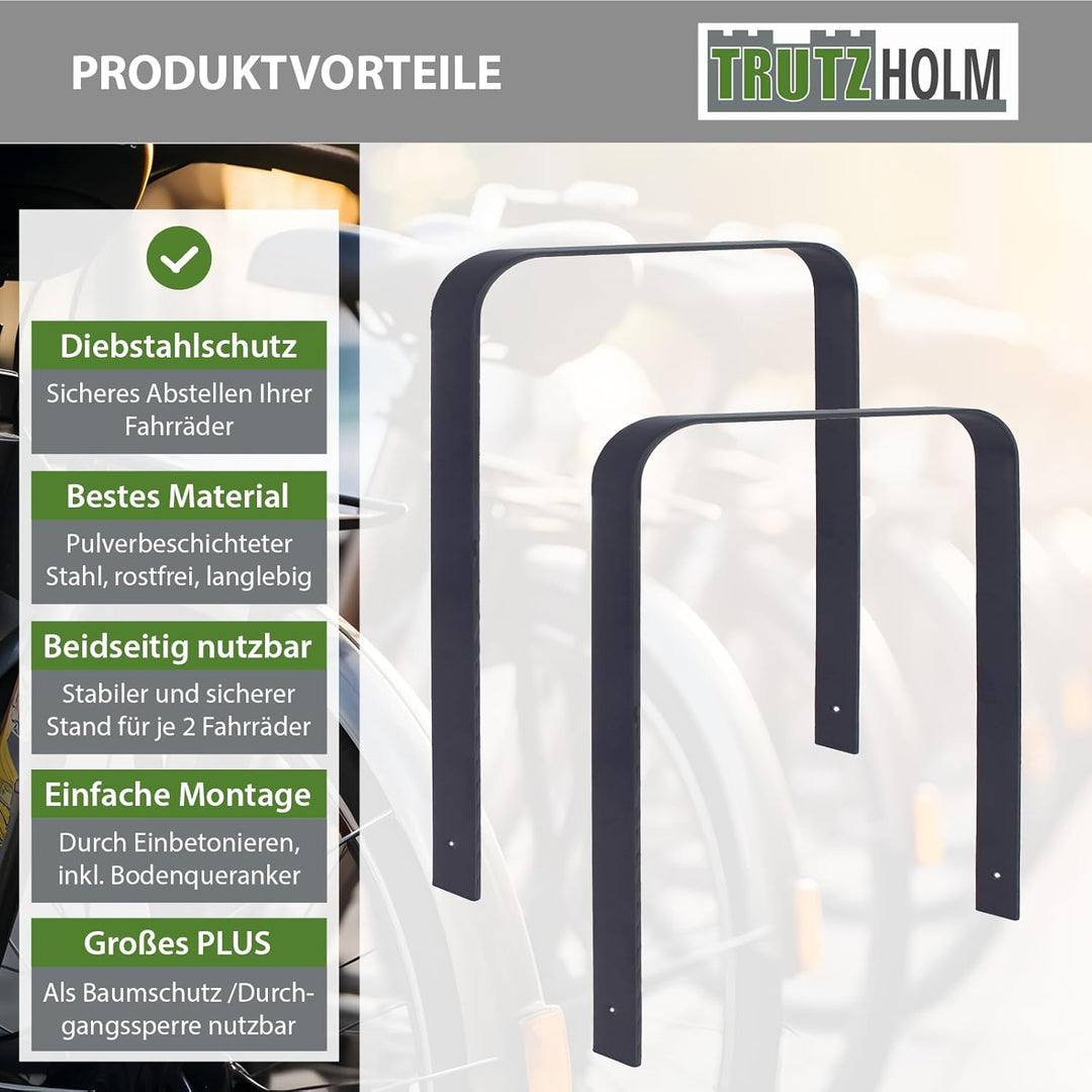 2x Fahrradanlehnbügel aus Flachstahl zum Einbetonieren | Fahrradständer Anlehnbügel Anlehnständer Po