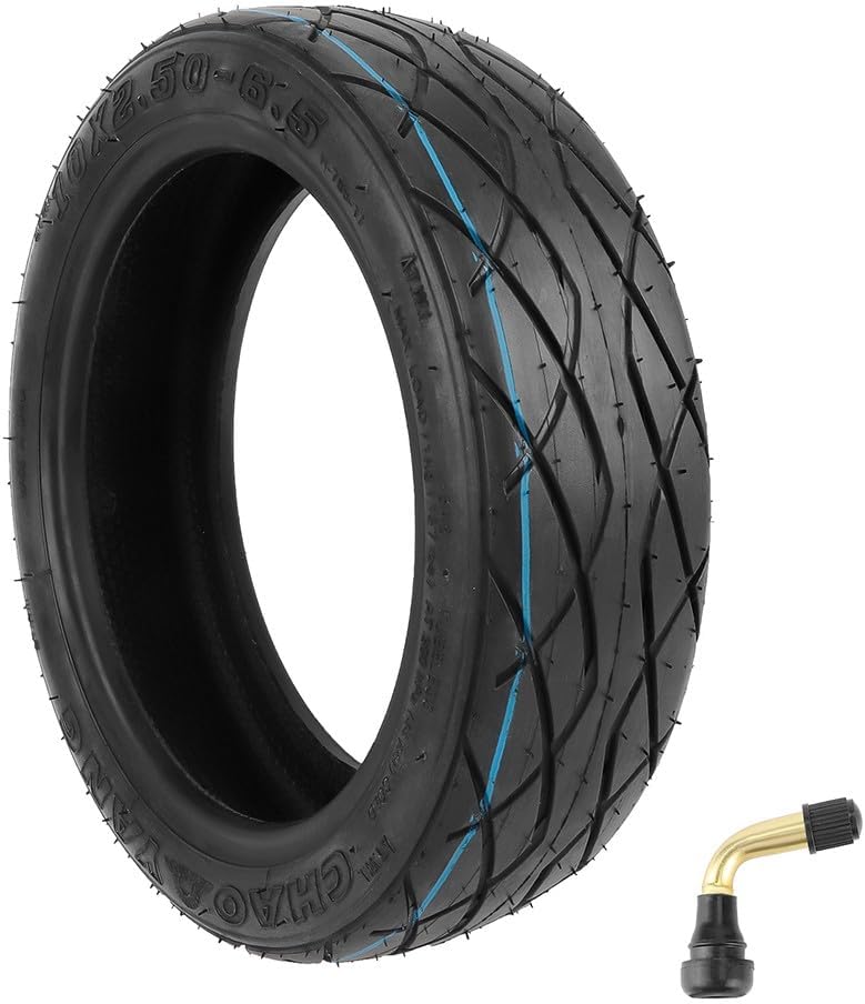 Elektroroller-Reifen, 10 Zoll schwarzer Gummi 10x2.50-6.5 Tubeless Reifen Kit, geeignet für 60/70-6.