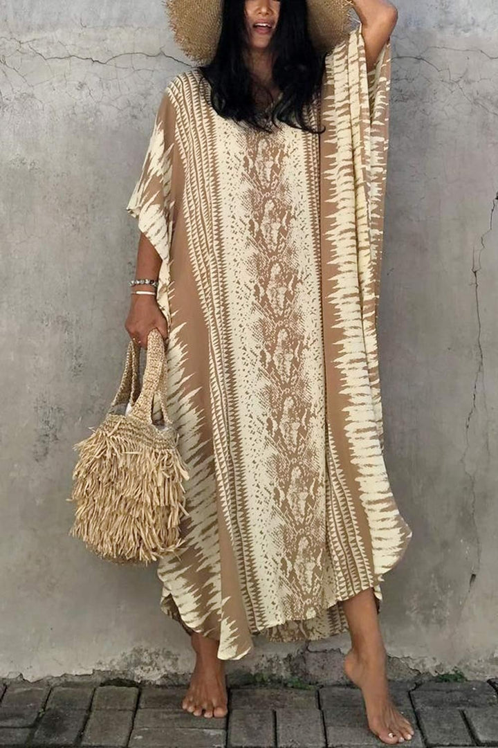 YouKD Sommer Blumen Long Kaftan Bohemian Loungewear Beach Badeanzug Vertuschen Maxi Robe für Frauen