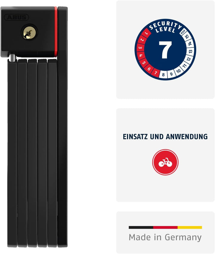 ABUS Faltschloss Bordo uGrip 5700K SH mit Halterung - Fahrradschloss mit 5 mm starken Stäben - ABUS-