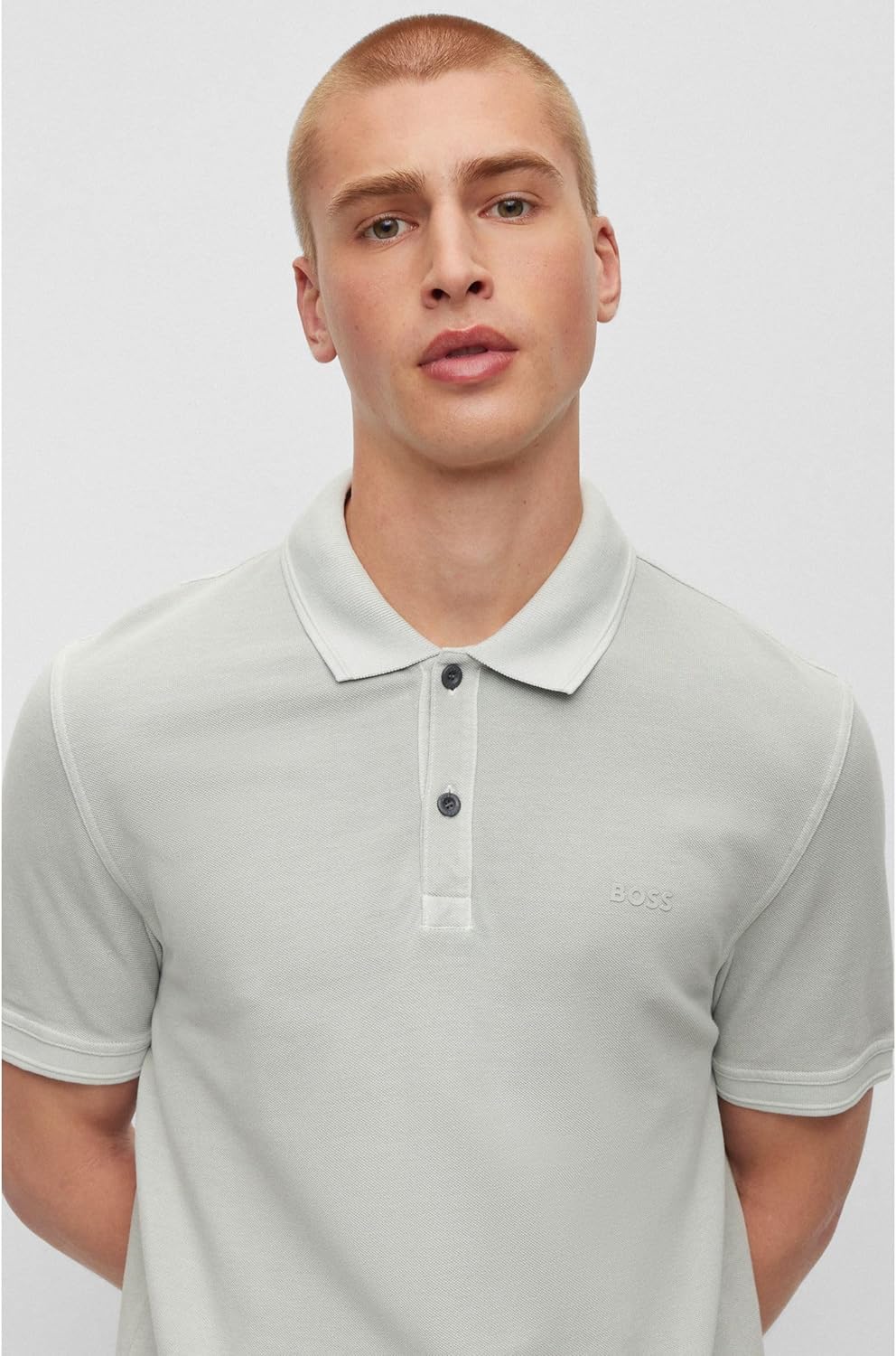 BOSS Herren Prime Slim-Fit Poloshirt aus Baumwoll-Piqué 4XL Silber, 4XL Silber
