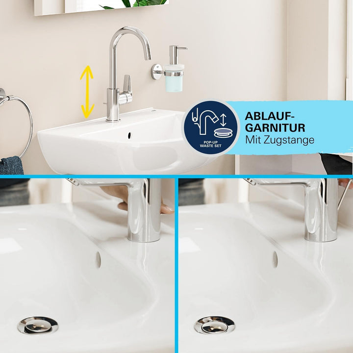 GROHE StartEdge - Einhand-Waschtischarmatur (wassersparend, langlebige Oberfläche, DN15, L-Size), ch
