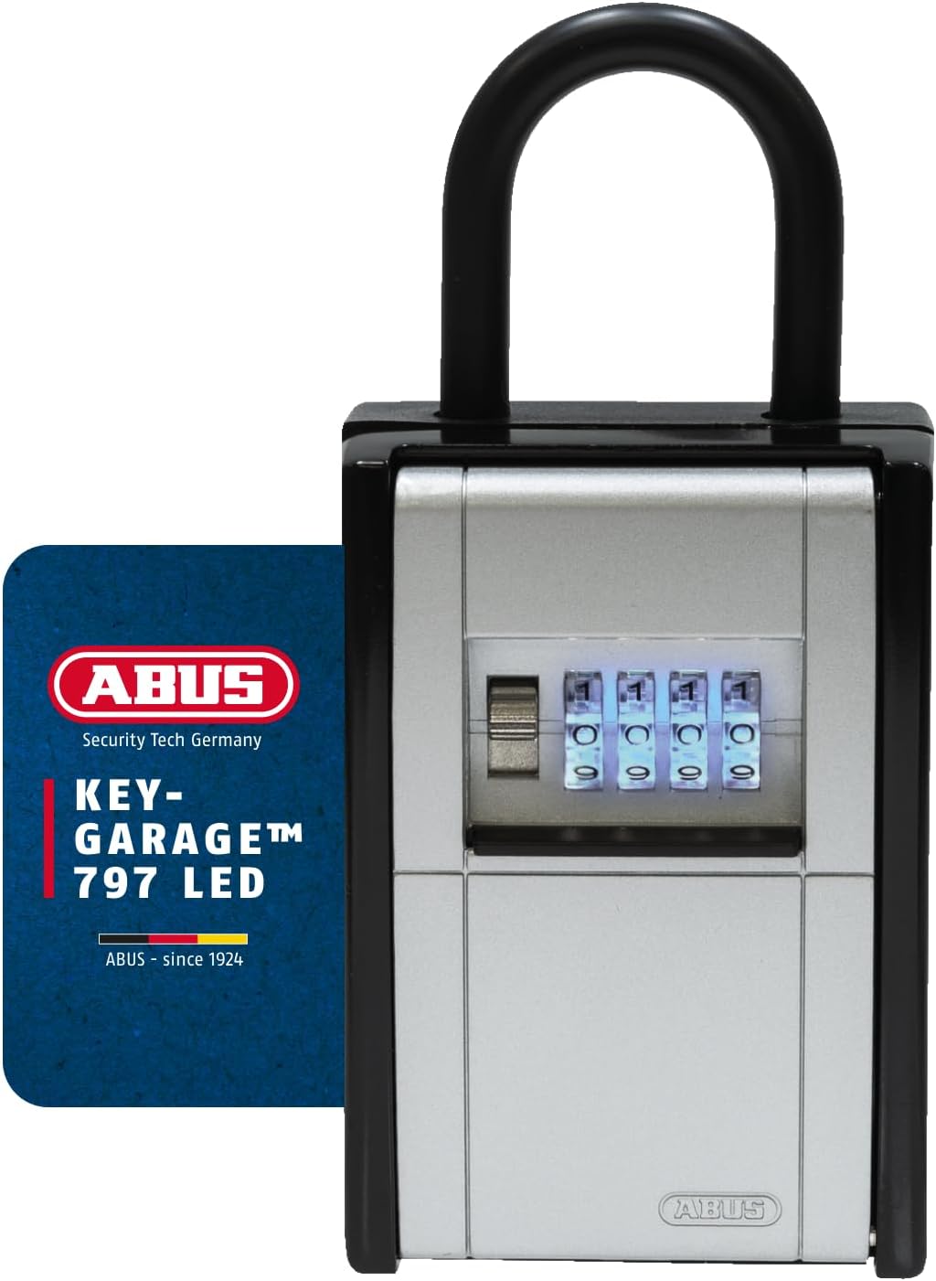ABUS KeyGarage 797 LED - Schlüsselbox mit Bügel zur Befestigung - mit beleuchteten Zahlenwalzen - fü