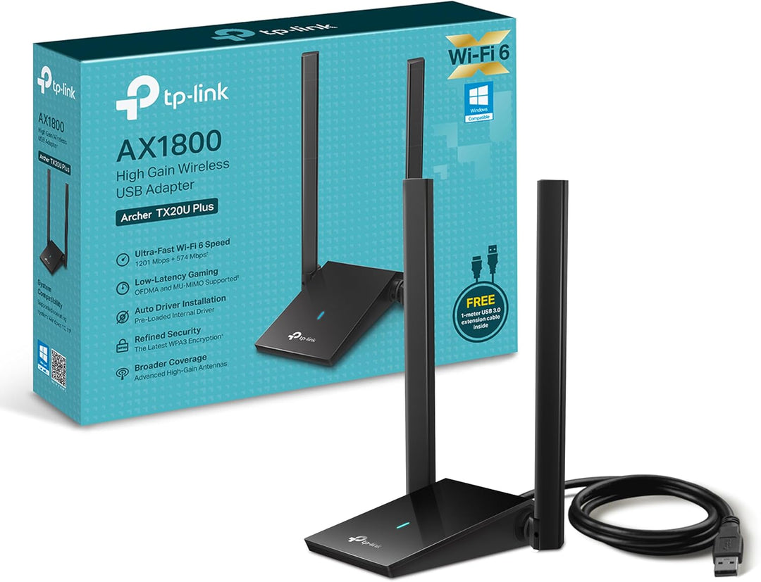 TP-Link Archer TX20U Plus WLAN Stick Für PC, WiFi 6 AX1800 Dual Band, USB 3.0, MU-MIMO, Antennen mit