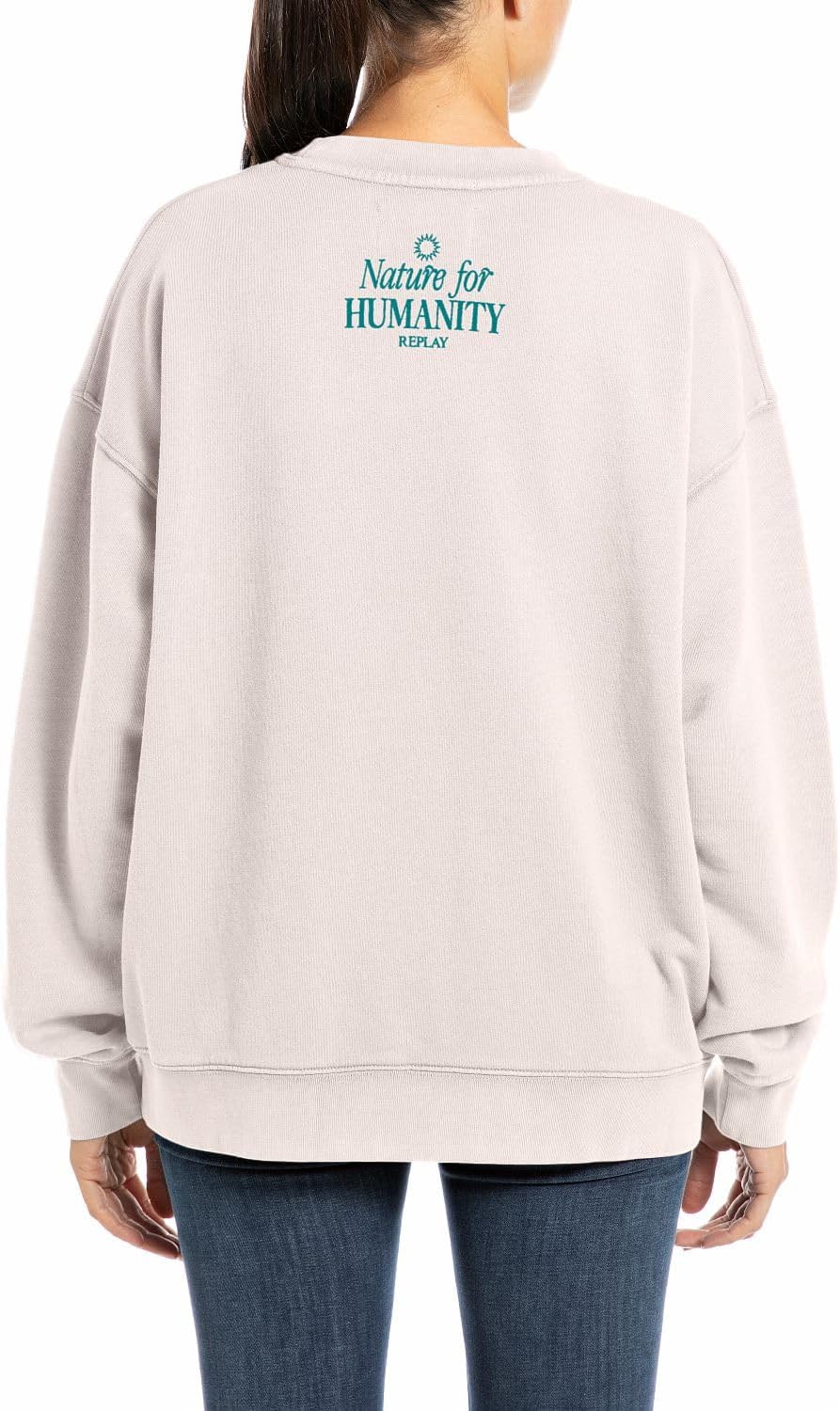 Replay Damen Sweatshirt mit Logo XXS 565 Powder Pink, XXS 565 Powder Pink