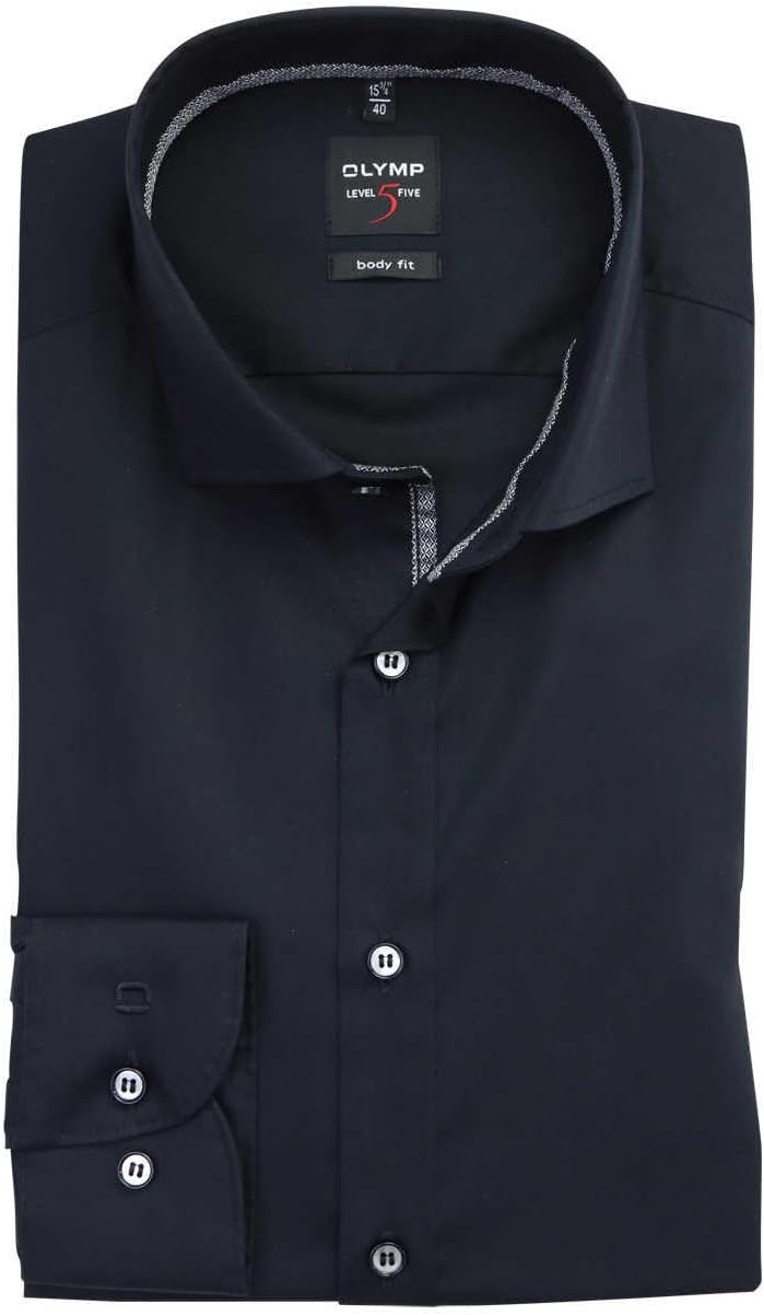 OLYMP Level Five Body fit Hemd extra Langer Arm Haifischkragen schwarz 38 Schwarz, 38 Schwarz