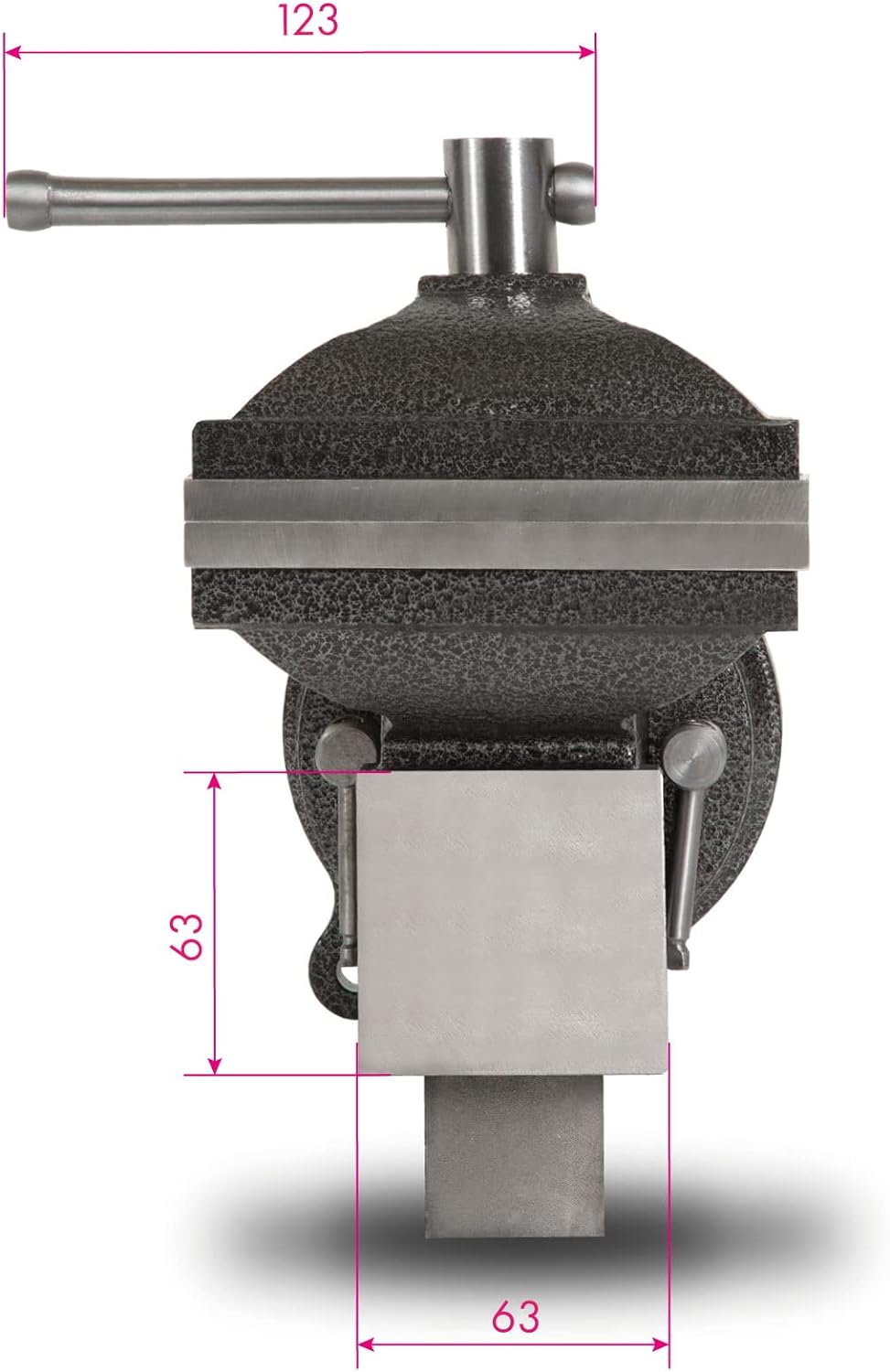 EBERTH Schraubstock aus Gusseisen mit Amboss, 125mm Backenbreite, 130mm Gesamthöhe, 360° drehbar, 11