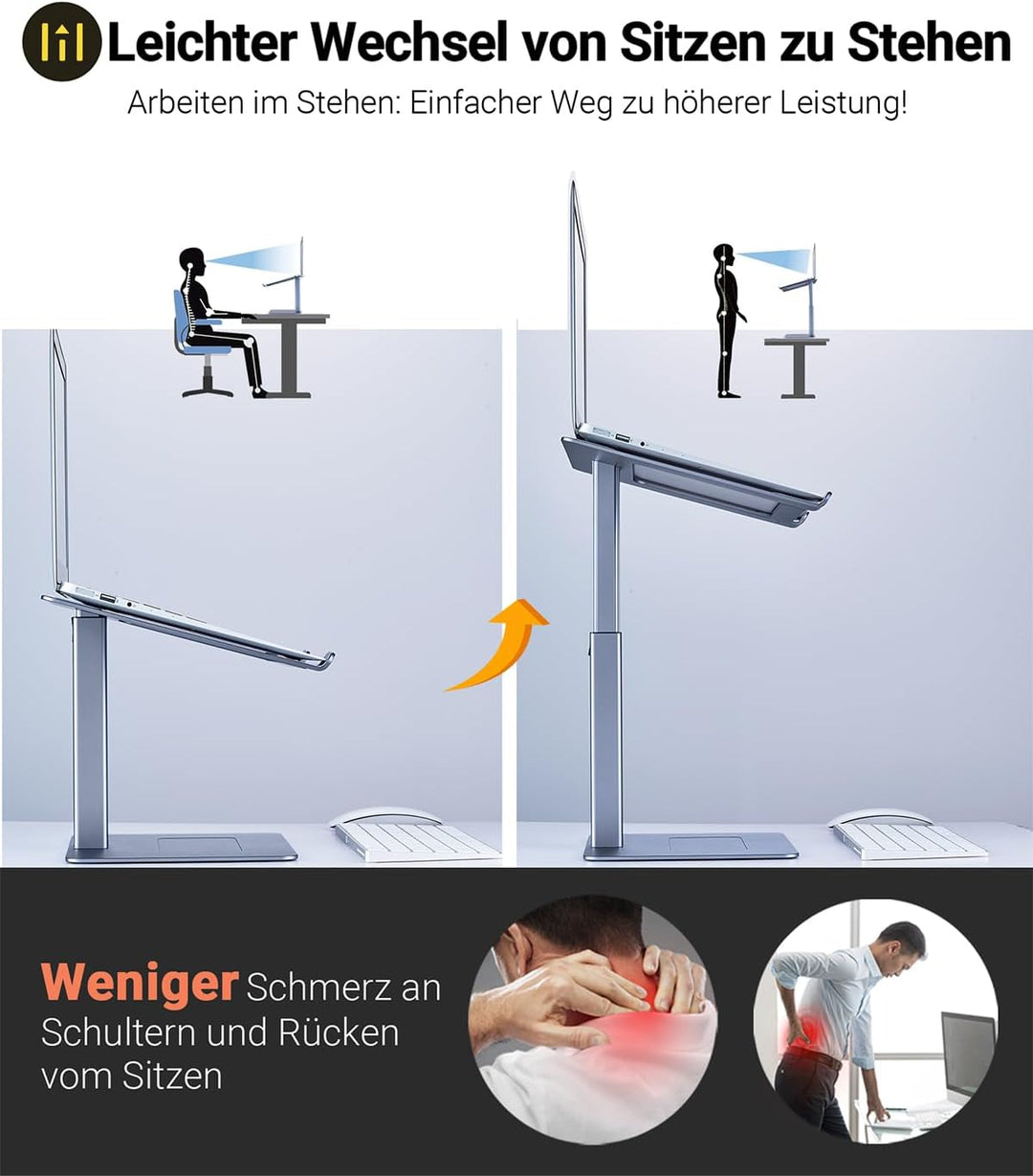 supamir Laptop Ständer Höhenverstellbar, Laptopständer für Schreibtisch, Stehen möglich, DJ Laptop S
