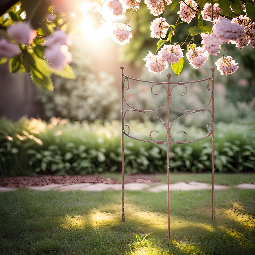 ecosoul Rankgitter Rankhilfe Staudenhalter Strauchhalter halbrund Rankgerüst Metall Eisen Rost Deko