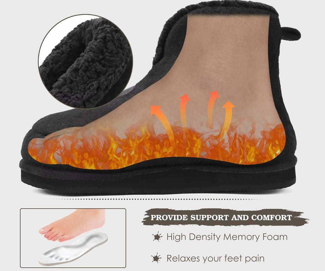 KuaiLu Hausschuhe Boots Herren Winter Filz Hausstiefel Warm Plüsch Flauschige Fell Hüttenschuhe Kusc