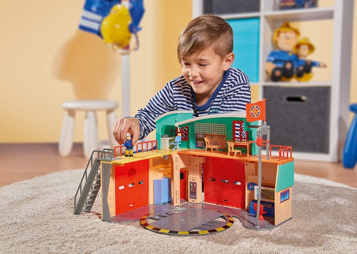Smoby 109258282002 Sam der Feuerwehrmann – Kaserne von Feuerwehrmann Pontypandy