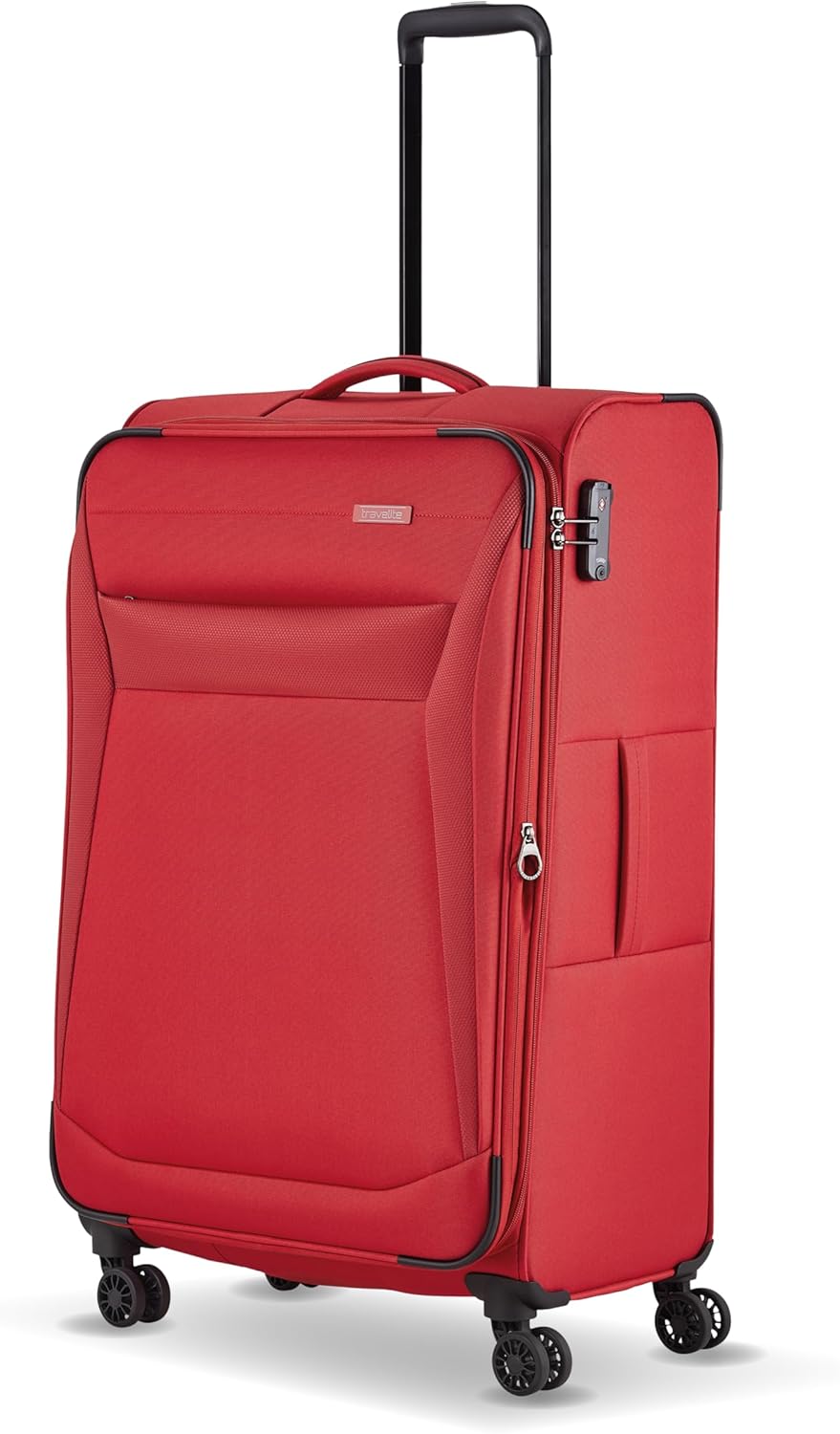 travelite 4-Rad Koffer Grösse L Weichschale, Gepäck Serie CHIOS mit Dehnfalte + Kantenschutz, Trolle