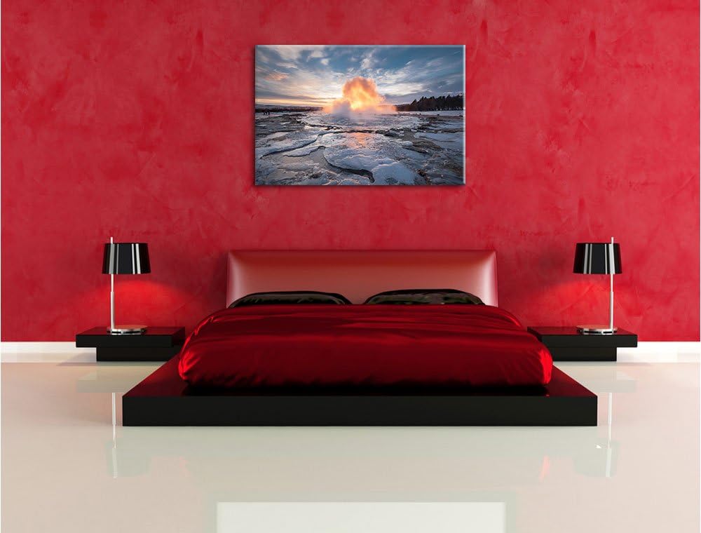 Heisse Quelle in Island, Format: 100x70 auf Leinwand, XXL riesige Bilder fertig gerahmt mit Keilrahm