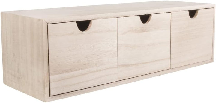 Rayher 6190300 Holzkommode mit 3 Schubladen, natur, 37,5 x 13 x 11,5 cm, Holz Kommödchen, Schubladen