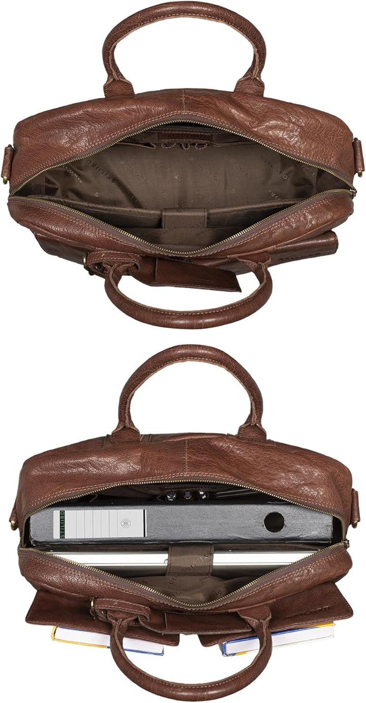 STILORD 'Carlo' Grosse Umhängetasche Leder Lehrertasche Aktentasche Schultertasche Reise Beruf Freiz