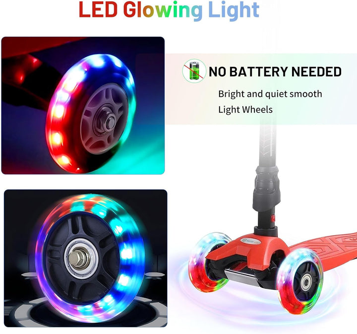 DBREAKS Leuchtende Stunt Scooter Rollen, 2 Stßck LED-Lichtrollen, 100mm Led Scooter Ersatzräder Räde