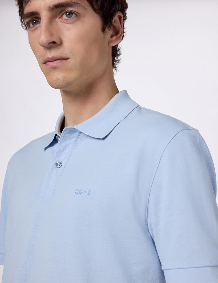 BOSS Herren Pallas Short Sleeve Polo Shirt Poloshirt L Dusty Blue, L Dusty Blue