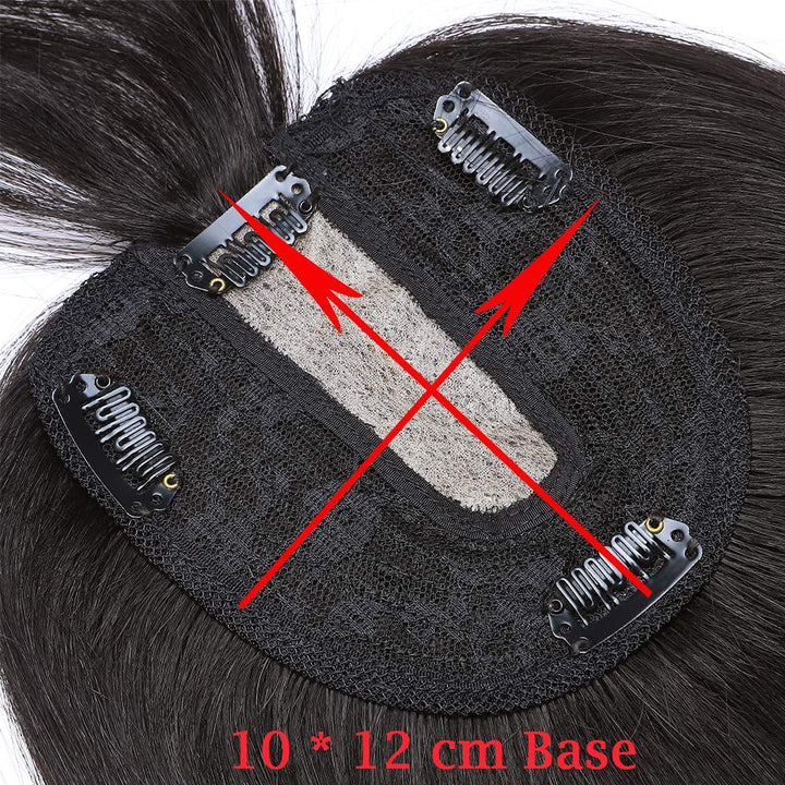 Silk-co Hair Topper Echthaar mit langem Pony, Toupet Damen 10x12cm Basis, Haartopper Echthaar mit Re