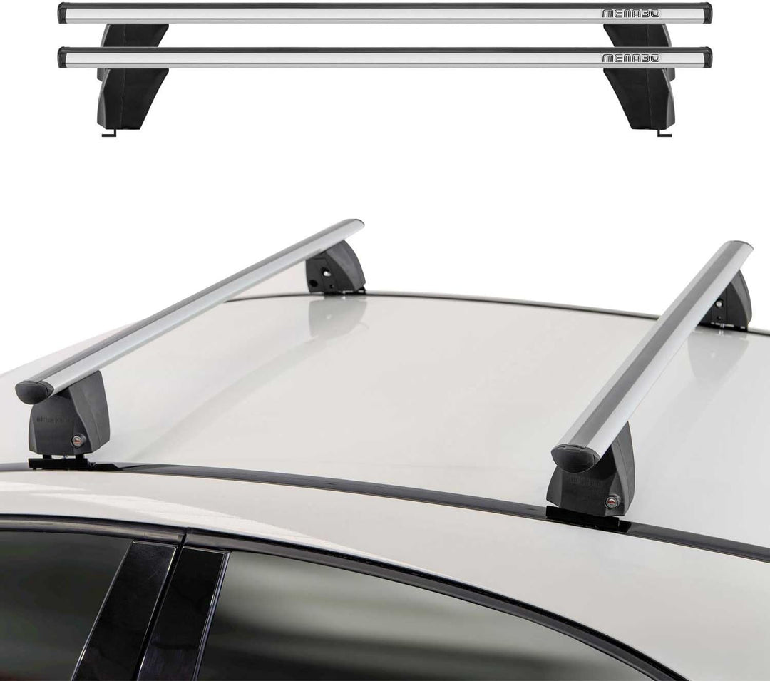 Menabo Dachträger Grundträger kompatibel mit BMW 1er F40 2019-2023 Alu Silber TÜV, Silber
