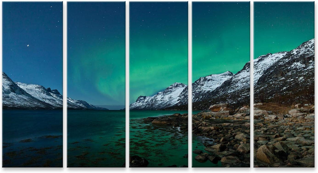 islandburner Bild auf Leinwand Aurora Borealis Nordlichter Reflektierend Bilder Wandbilder Poster, 1