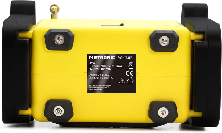 Metronic 477217 Baustellenradio Bluetooth tragbar FM stossfest/Musikleistung insgesamt 30 W Radio US