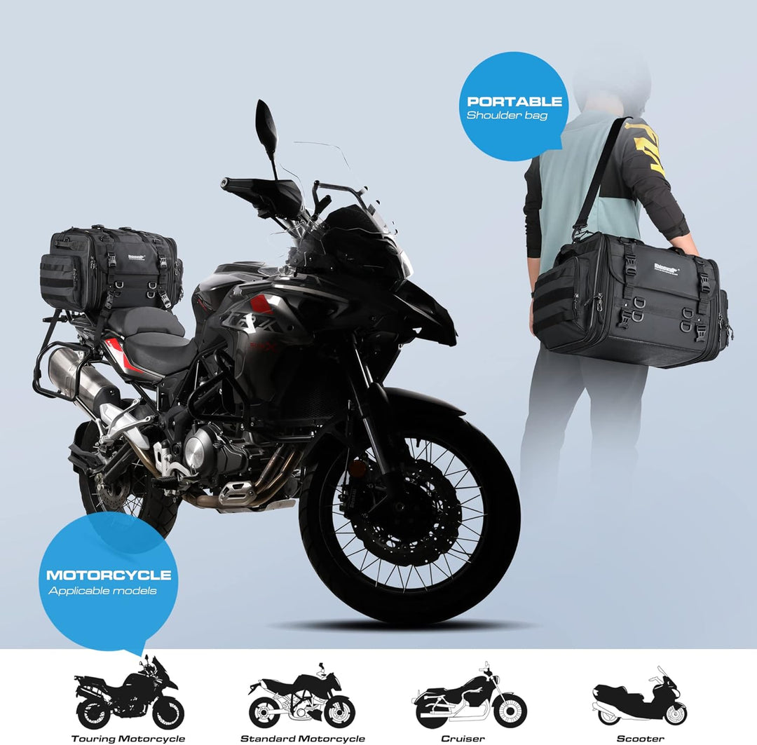 BAIGIO Hecktasche Motorrad Gepäckrolle 40-60L Erweiterbar Motorrad Tasche Heck Wasserdicht Multifunk