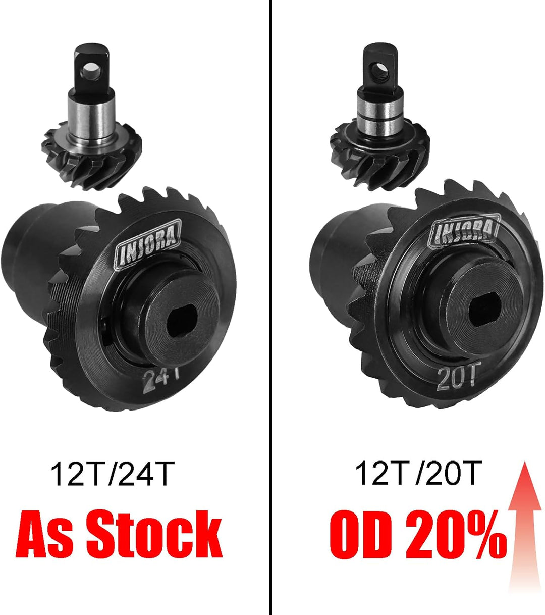 INJORA 12/24T Stahllegierung Lagerachsen Zahnradsatz für 1/24 RC Crawler FMS FCX24 FCX18 Upgrade,2pc