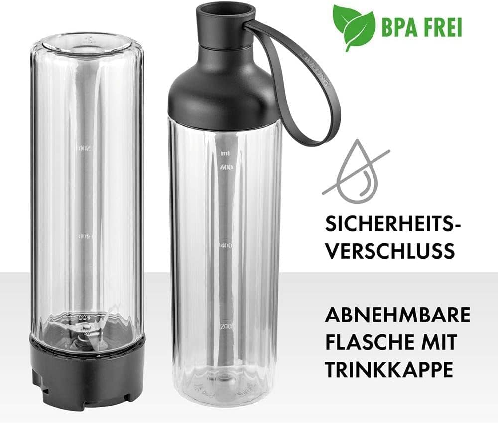 Zwilling Standmixer, Smoothie Maker, 300 Watt, inkl. 2 Trinkflaschen mit Verschluss, 600 ml Standmix
