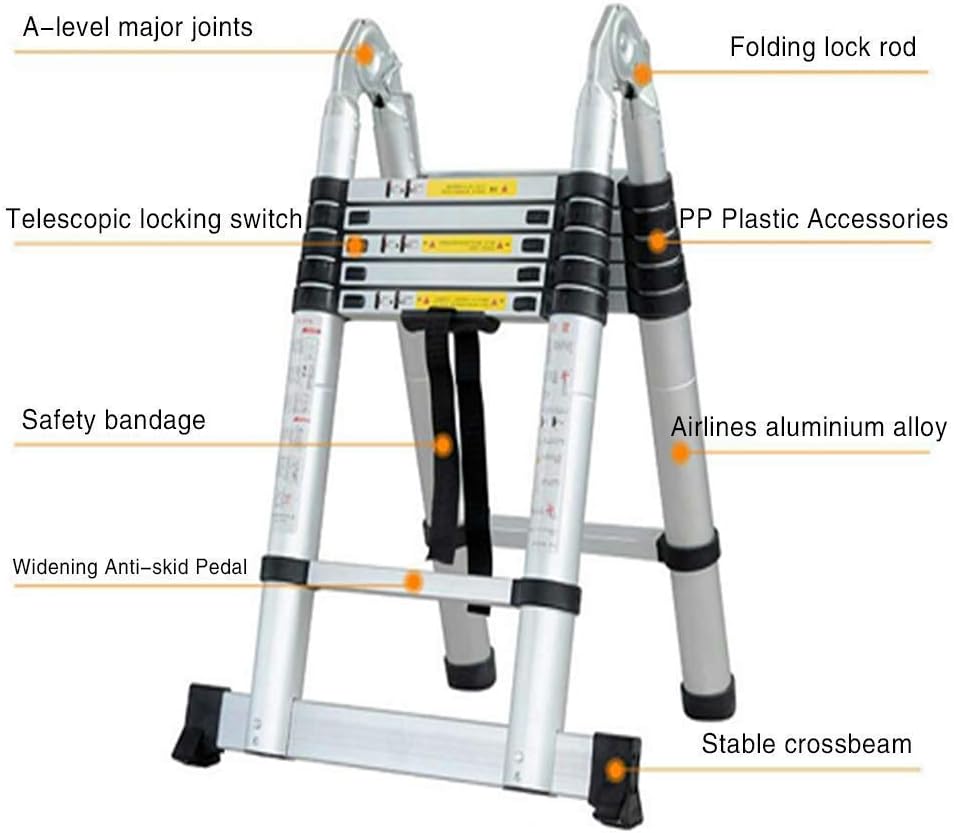 COOCHEER 5M Teleskopleiter Multifunktionale Leiter als Aufstell- und Schiebeleiter beidseitig Leiter