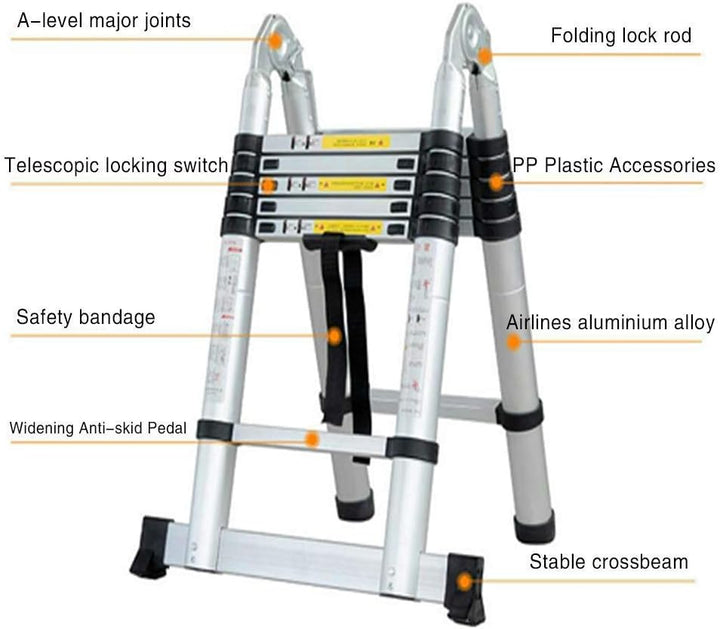COOCHEER 5M Teleskopleiter Multifunktionale Leiter als Aufstell- und Schiebeleiter beidseitig Leiter
