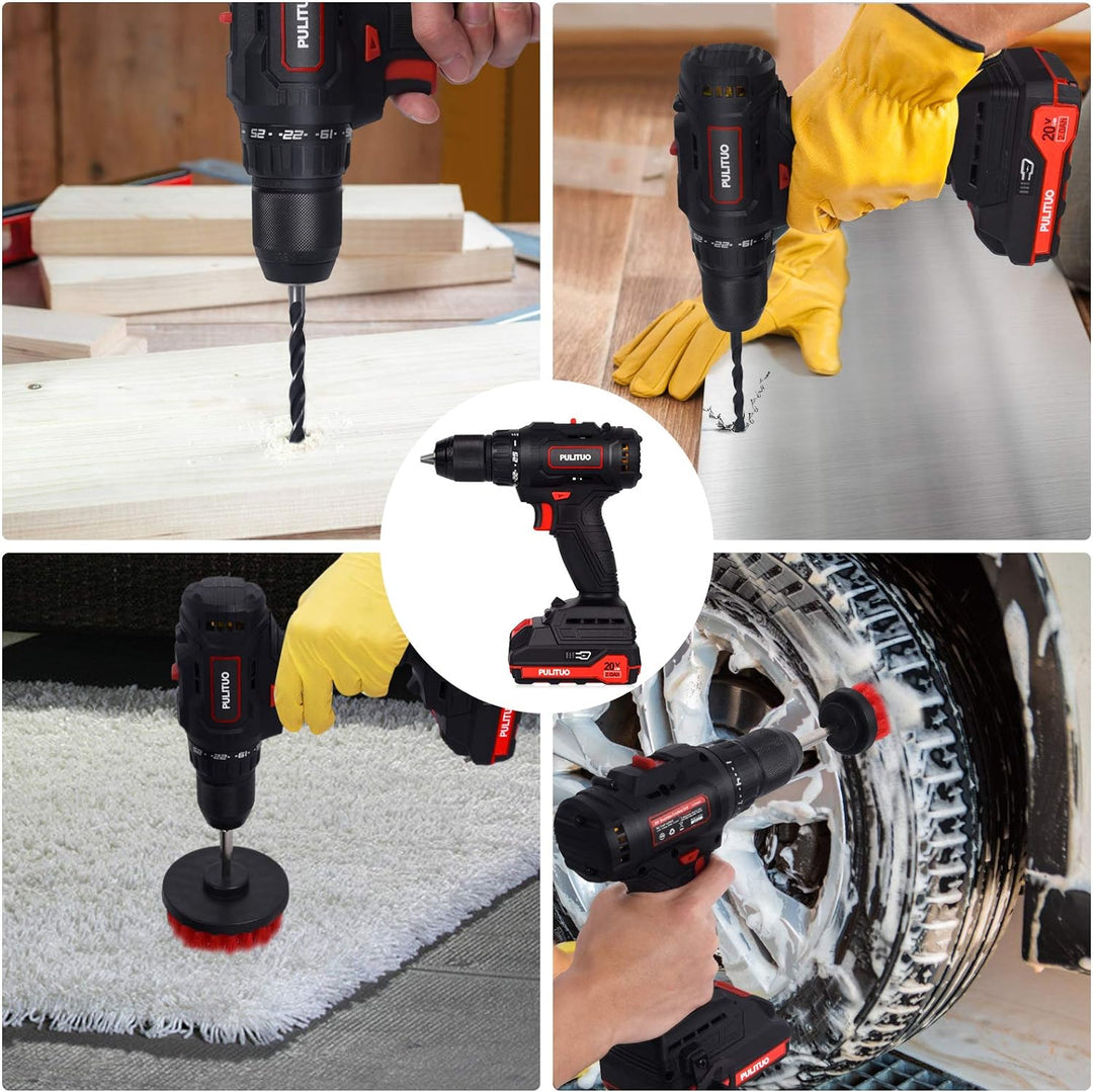 PULITUO Akku-Bohrschrauber mit Batterie, 20V bürstenlose Bohrmaschine, Bohrmaschine (60N · m, 25 + 1