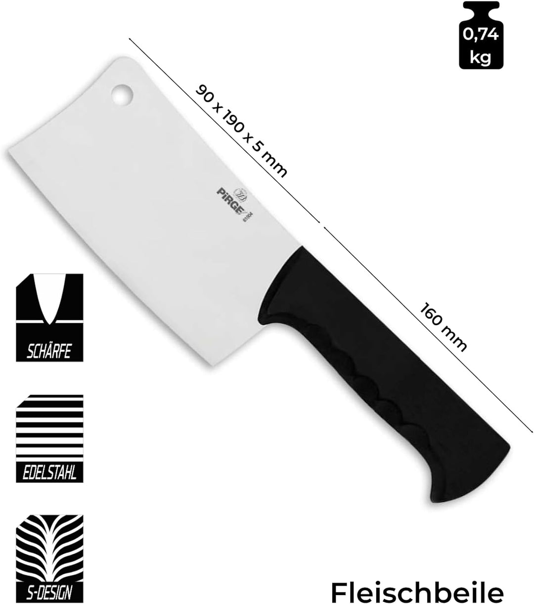 Pirge Butcher's Hackbeile 19 cm Schwarz Langen Griff Fleischbeile - Exzellenter Schärfe Metzgerbeil