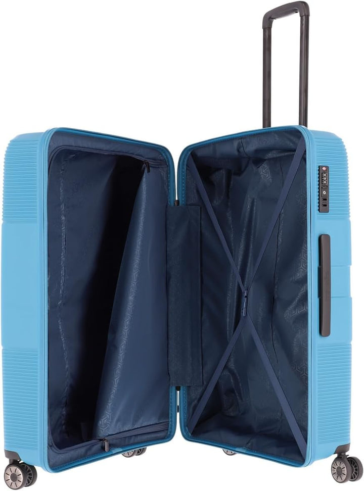 travelite 4-Rad Hartschalen Koffer gross mit TSA Schloss, Gepäck Serie WAAL: Stabiler Trolley mit re