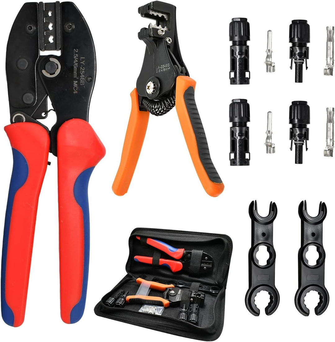 Solar Crimpzange Werkzeug Set für 2,5/4/6 mm² Solarpanel-Solarkabel, 2 Paar Solarstecker + 1x Crimpz