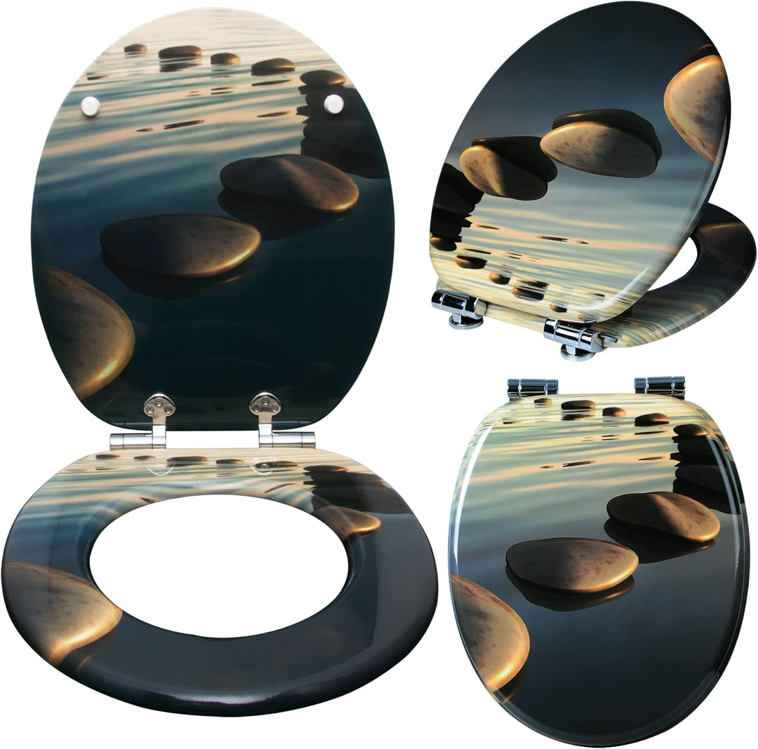 WOLTU #2 Premium WC-Sitz Toilettensitz mit Absenkautomatik, MDF Holzkern, Softclose Scharnier, Antib