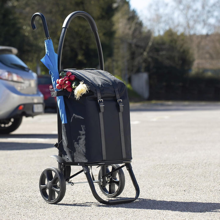 Meister Einkaufstrolley & -rucksack - 45 Liter - Black Edition - Separater Rucksack & Gestell als Sa