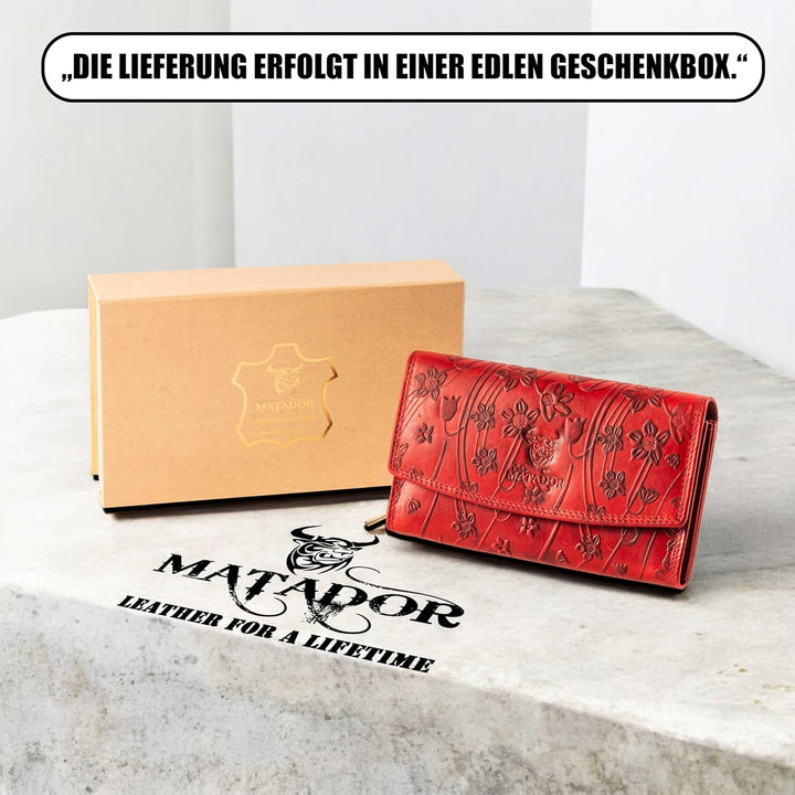 MATADOR Lima Geldbeutel Damen Leder Mit Edler Geschenk Box | Portemonnaie Gross Mit RFID Schutz | Le