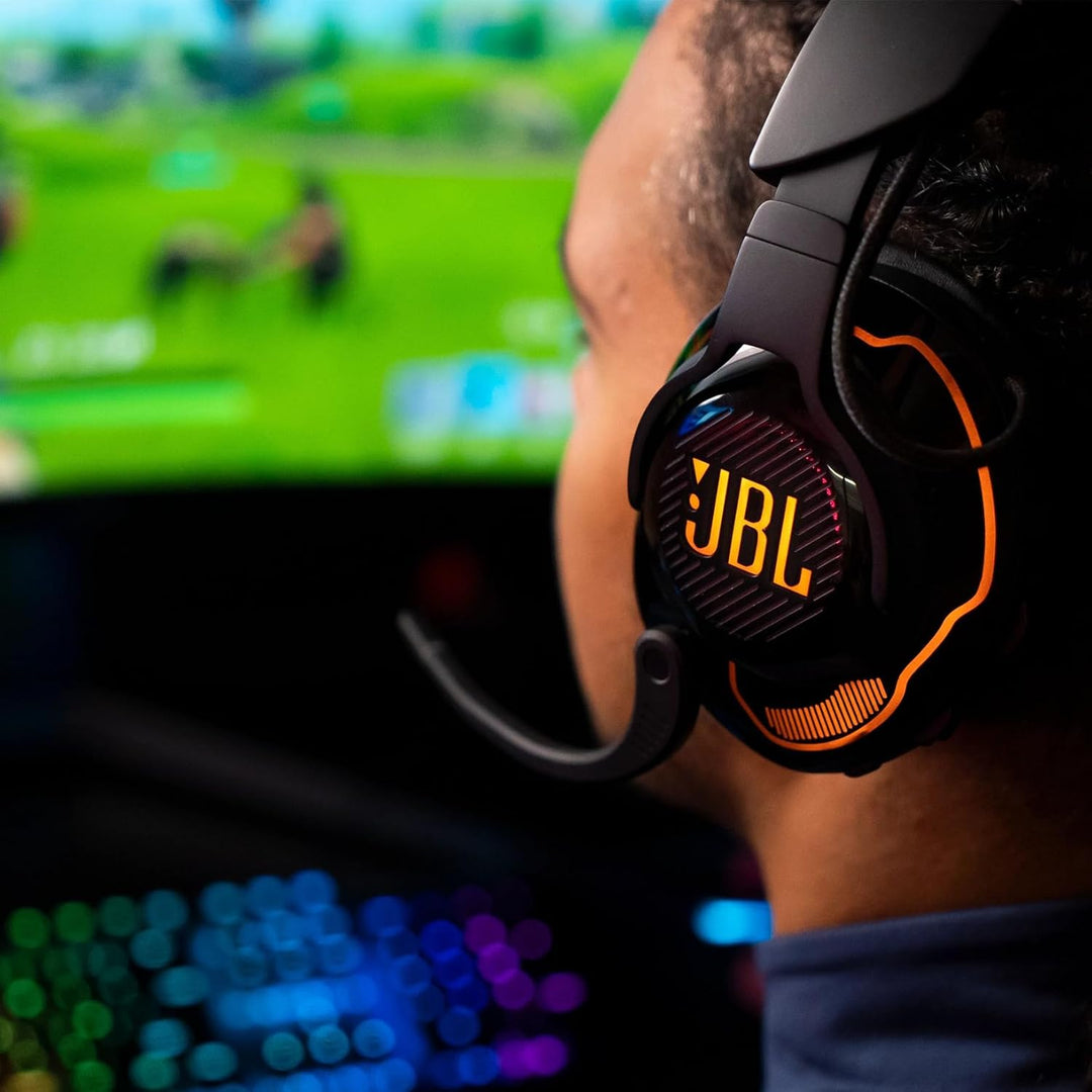 JBL Quantum 910 Over-Ear Gaming Kopfhörer – Wireless 2,4 GHz, Bluetooth 5.2 und 3,5 mm Klinke – Mit